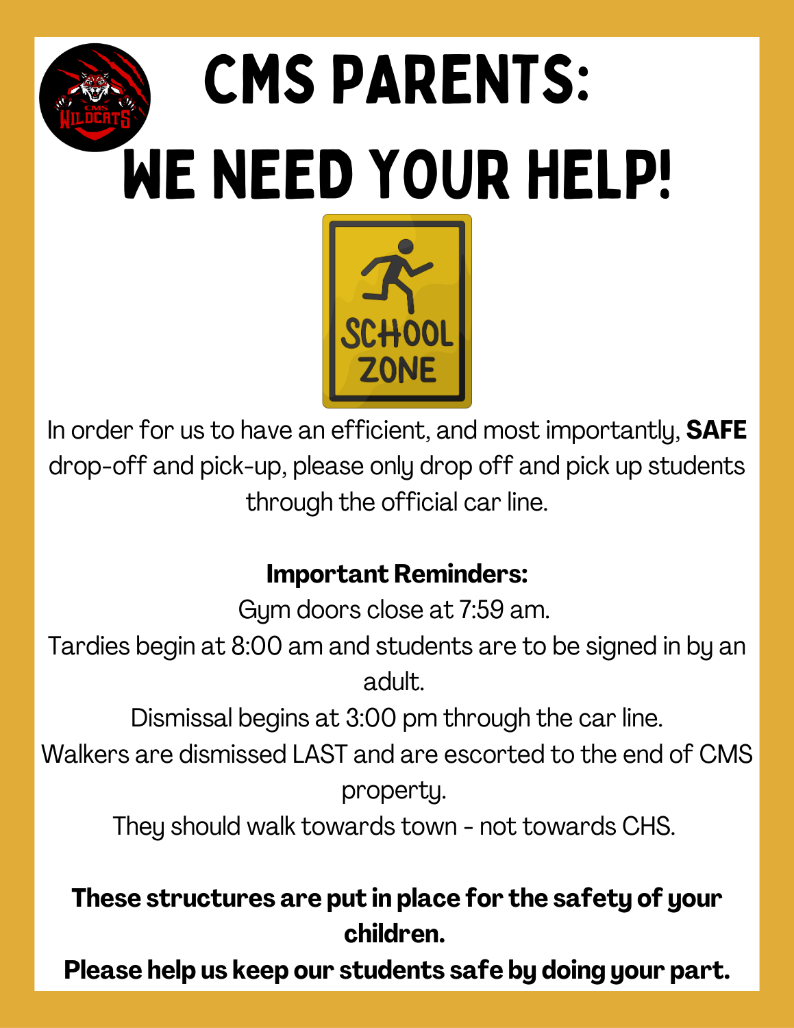 PARENTS OF CAR RIDERS: WE NEED YOUR HELP